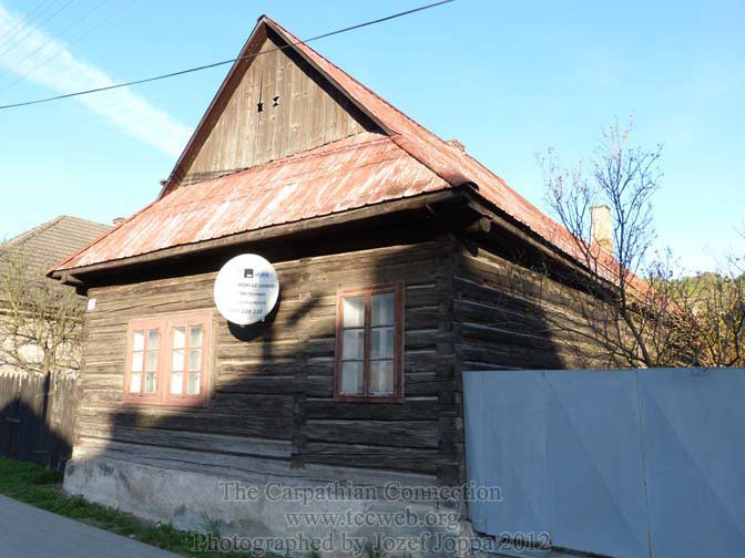 Log Home complete with satellite dish